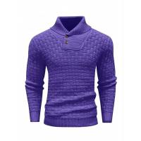 Jersey masculino a cuadros de manga larga de punto Top moda calle calidez al aire libre prendas de punto Otoño Invierno Otoño Invierno suéter con cuello redondo - details 8