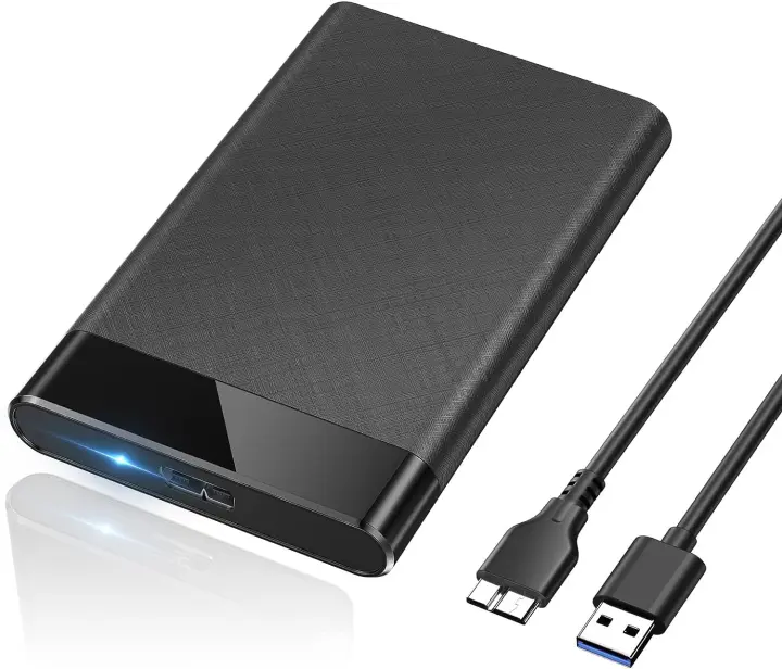 Arcasa-Disco Duro de 2,5 pulgadas, Caja USB C de 6Gbps para HDD, SSD, SATA I/II/III de 7mm y 9,5mm de Altura con Cable USB, soptima UASP y Trim no Requiere Herramientas, Negro - 1