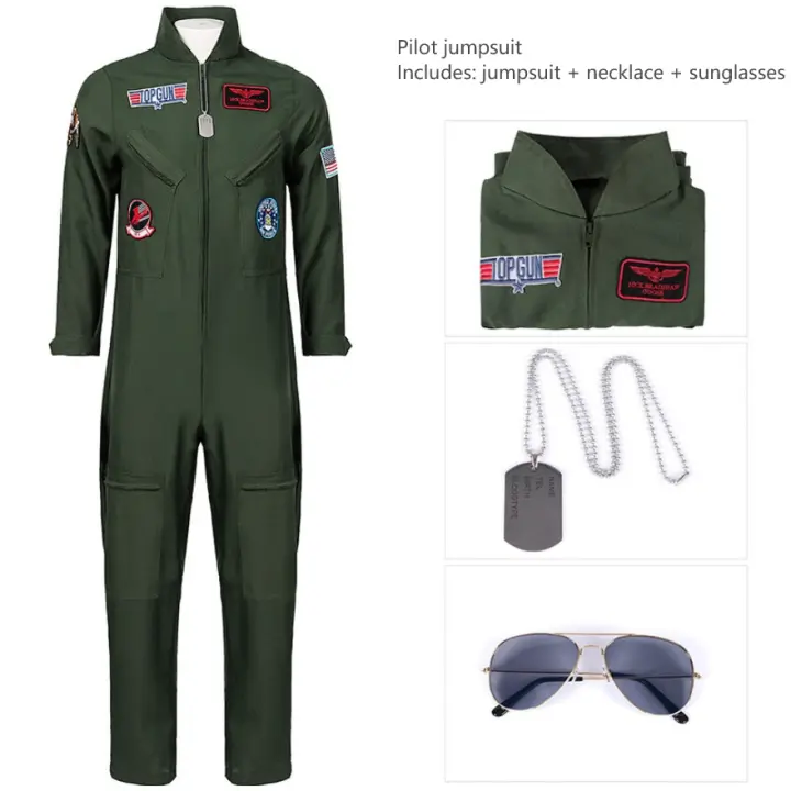 Nuevo disfraz de actuación en el escenario para grupo deportivo de fiesta de bar uniforme de piloto de Top Gun de Halloween - 1
