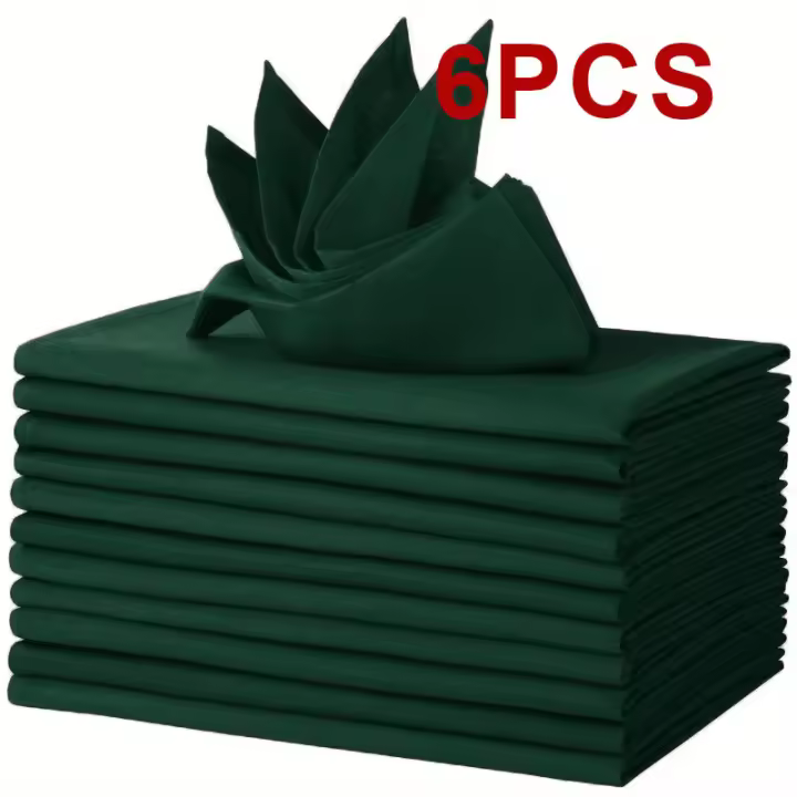 Juego de 6/12/24 servilletas de tela decorativas navideñas de color sólido de 40x40cm adecuadas para restaurantes y reuniones familiares - 1