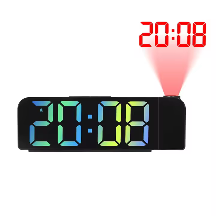 Reloj Despertador de Proyección Digital Rotativo Modo Nocturno Reloj de Pared LED Electrónico para Dormitorio 12H/24H - 1