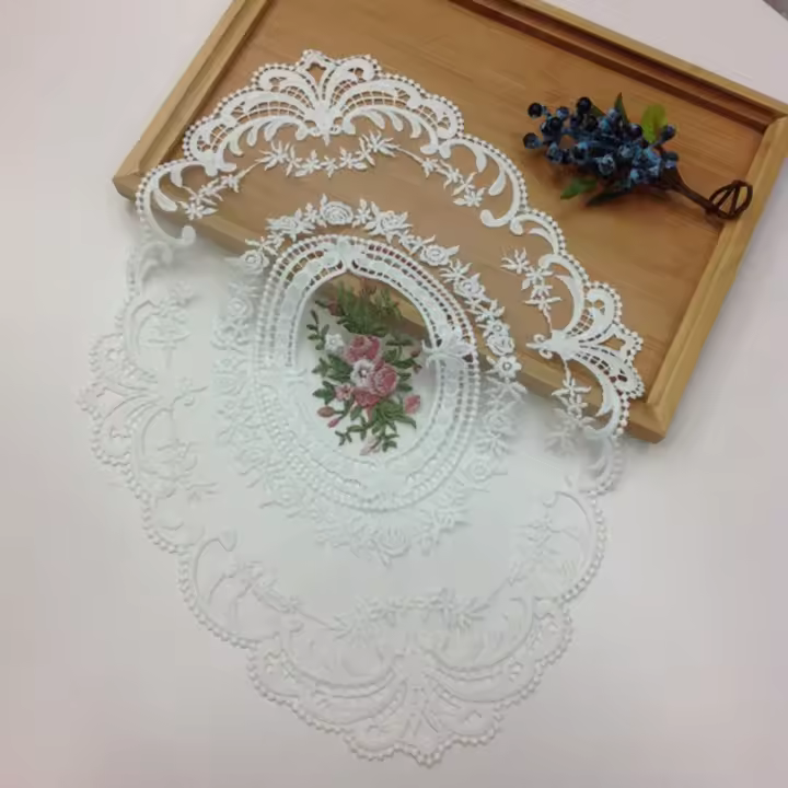 Mantel de Encaje Retro Ovalado Estilo Francés Posavasos de Taza de Café - 1