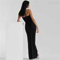 BUNO-vestido con volantes y borlas para mujer, prenda con cuello Halter, Espalda descubierta, abertura abierta, fruncido, cadera de melocotón, ceñido al cuerpo, boda, fiesta de noche - details 7