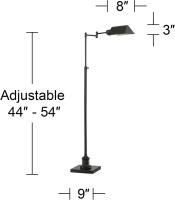 Base de pie ajustable para lámpara o faro SArm de 54 pulgadas de alto, luz descendente brillante de metal oscuro para sala de estar - details 1