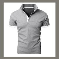 Polo de manga corta ajustado para hombre, camisa de cuello suave y sólido, trabajo, Golf, senderismo, informal, azul marino/blanco - details 9