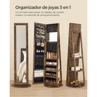 Espejo Completo Inpendiente Giro de 360° Estante y Llave Dormitorio Regalo Blanco Vetas Gris Claro - details 13