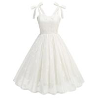Vestido de Cintura Ajustado con Malla Bordada Retro 2024 Estilo Spaghetti Strap Vintage para Mujeres Ideal para Fiestas de Noche, Celebraciones y Cumpleaños - details 0