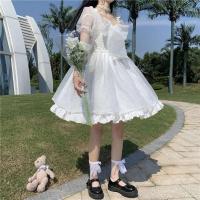 Vestido de princesa blanco japonés Lolita 2025 con mangas abullonadas y lazo - details 8