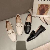 Moda de otoño para mujer de primavera y verano, zapatos planos con hebilla de metal británico, zapatos de ballet informales verdes con punta redonda - details 3