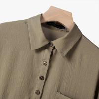 ZANZEA-vestido camisero holgado para mujer, Vestidos largos informales lisos con cuello vuelto para ir al trabajo, dobladillo redondeado de primavera - details 9