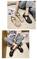 Sandalias de Punta Cerrada para Mujer Zapatos Negros, Transpirables, Moda Media, Planos, Cómodos con Hebilla Exterior - details 1