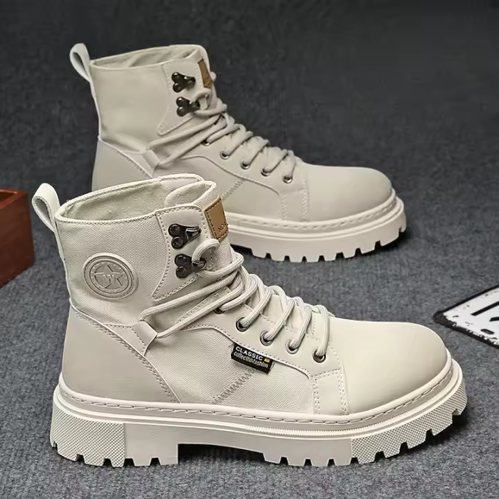 Zapatos de hombre con plataforma y cordones botas de goma para hombre de corte alto primavera otoño calidad Y2k Vintage Retro diseñador Casual oferta barata nuevo - 1