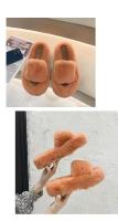 Zapatillas de piel de fondo grueso de gran tamaño para mujer, pantuflas de felpa cálidas para interiores, otoño e invierno, nuevas para el hogar - details 10