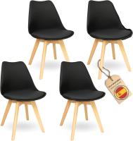 Sillas de Comedor Nórdicas Ergonómicas Madera de Haya Anti Manchas de Polipiel Blanco 4 Piezas - details 15