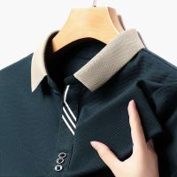 Polo de manga corta de moda de color sólido para hombre, top cómodo informal de verano para negocios - details 5