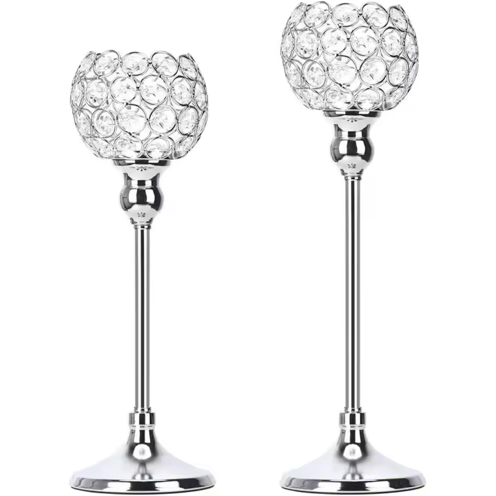 Candelabros de cristal vintage, juego de 2 velas de pilar, decoración de mesa, boda, Navidad - 1