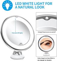 Espejo de maquillaje con aumento 10X, espejo de tocador, espejo de maquillaje con luces LED, con soporte de succión de bloqueo de ventosa fuerte - details 1