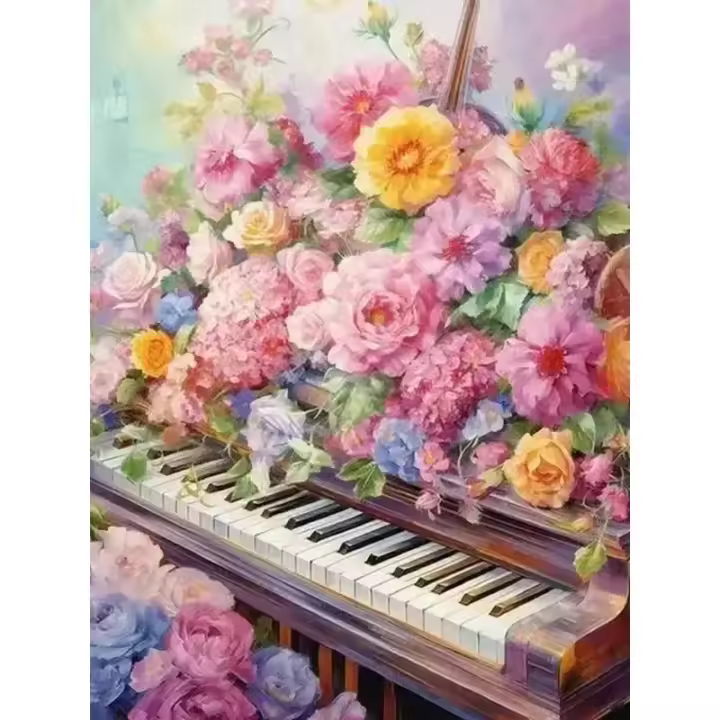 Pintura Ruopoty DIY a Números para Adultos en Lienzo Moderno Abstraccion Paisaje Floral Para Decoración del Hogar Arte Hecho a Mano Tamaño  10x10cm - 1
