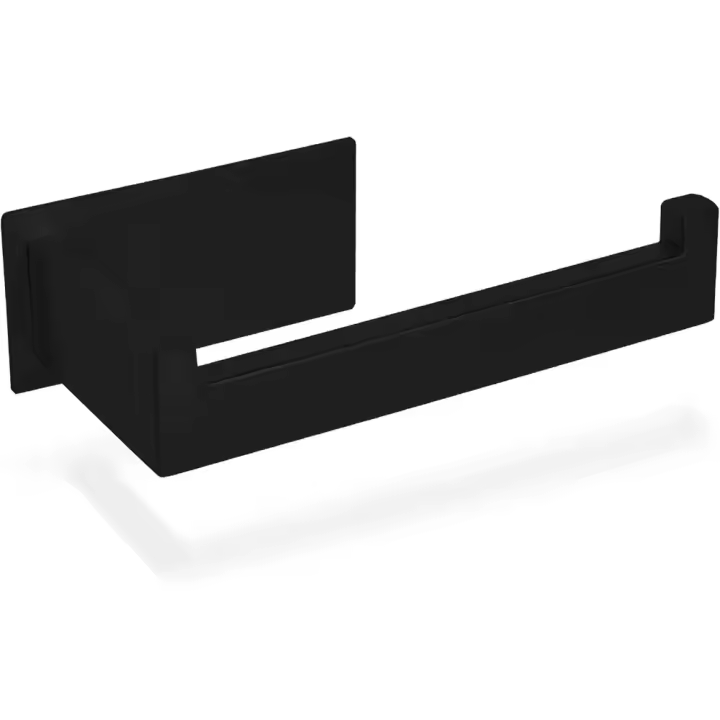 Portarrollos Papel Higiénico Adhesivo Baño Acero Inoxidable 304 en Negro + Material de Montaje, Soporte Papel Higienico, diseño Cuadrado - 1
