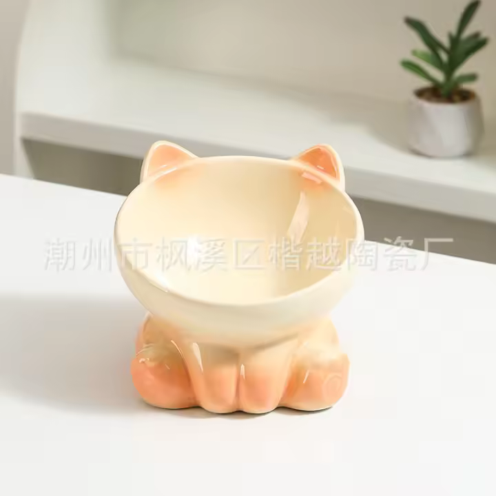 Nuevo Suministros de agua potable de alimentación de cerámica con gradiente, cuenco para perros, plato para gatos - 1
