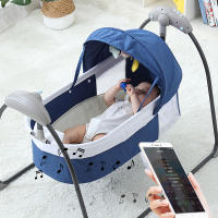 Cuna mecedora portátil para recién nacido, cuna automática, color rosa, azul y gris - details 9