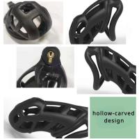 Dispositivo de castidad masculina, jaula con 4 anillos, candado, jaula para pene, correa de sujeción, juguete fetiche masculino - details 1