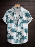 Camisa casual de manga corta con botones de albahaca rosa para hombre, playa con camisa estilo hawaiano - details 8