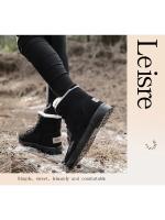Botas de nieve cálidas antideslizantes para mujer, botines impermeables al aire libre, zapatos de senderismo de piel, zapatillas de felpa con cordones, Invierno - details 12