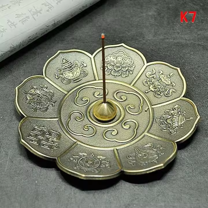 Bandeja de bronce Retro Dragon Phoenix, Mini estufa de sándalo para interiores, quemador de incienso de hilo antiguo del zodiaco - 1