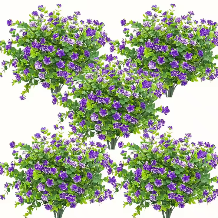 Flores Artificiales Amarillas con Hojas Verdes Arbustos de Follaje Falso Resistentes a Rayos UV para Decoración Interior y Exterior Ideal para Hogar, Oficina, Bodas y Macetas de Jardín - 1