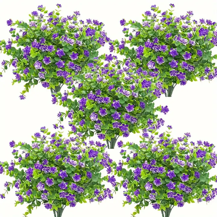 Flores Artificiales Amarillas con Hojas Verdes Arbustos de Follaje Falso Resistentes a Rayos UV para Decoración Interior y Exterior Ideal para Hogar, Oficina, Bodas y Macetas de Jardín - 1
