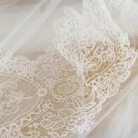Vestido de novia de estilo Vintage, ribete de encaje de doble pestaña, encaje de boda de ganchillo en marfil, adorno festoneado, bricolaje, 17cm de ancho - details 5