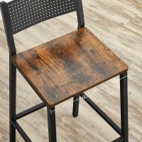 2 Taburetes Altos de Cocina, para Cocina, Comedor, Oficina, Estilo Industrial, Marrón Rústico y Negro - details 4