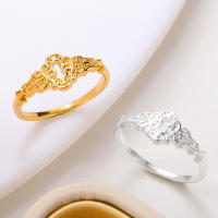 Anillos de acero inoxidable para mujer, Color dorado, anillo con forma de bloqueo de longevidad, resistente al agua, Vintage, símbolo de la suerte, joyería estética - details 0