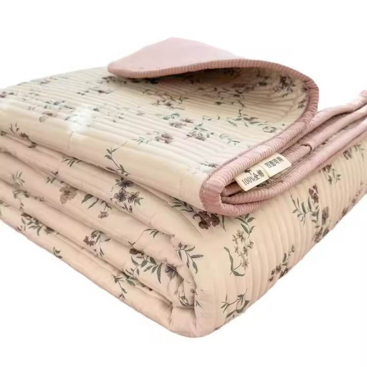 Sábana de Algodón Puro de Alta Calidad Diseño de Cama de Un Solo Pieza Suave y Acolchada - 1