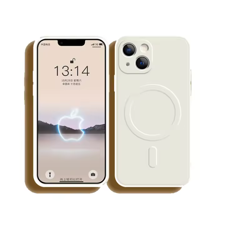 Funda de carga inalámbrica magnética Magsafe para iPhone 14 13 12 11 Pro Max Mini X XR XS 7 8 Plus de silicona suave compatible con Apple diseño de funda de goma sintética protección pesada - 1