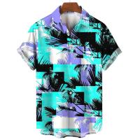 Camisa estampada de mezclilla hawaiana, pantalones cortos casuales, mangas superiores, ropa de calle grande, ropa de hombre original - details 8