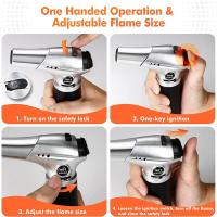Antorcha de butano, soplete de butano recargable para cocina con bloqueo de seguridad y llama ajustable (gas butano no incluido) - details 7