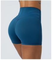 Pantalones cortos ajustados de cintura cruzada, Shorts de secado rápido para gimnasio, Yoga, levantamiento de cadera, elásticos, cintura alta, correr, Fitness - details 7