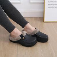 Zuecos de piel para mujer, zapatillas de moda peludas para hombre, calzado para jardín, zapatos de casa impermeables para exteriores, zapatos de trabajo antideslizantes para invierno para hombre - details 9