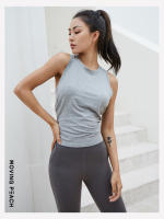 Tops de Yoga de melocotón móvil para mujer, chaleco ahuecado, camiseta sin mangas cómoda, DVC - details 5