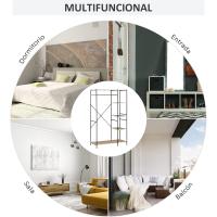 Perchero de Ropa de Madera 4 Estantes de Almacenamiento y Barra para Colgar Carga de 30kg - details 2
