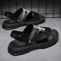Sandalias de los hombres de la primera capa de cuero de vaca, zapatos de playa de suela suave, cojín de látex de los hombres de verano, nuevas dos zapatillas de desgaste, sandalias al aire libre - details 14