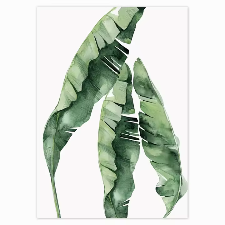 Póster de Plantas Estilo Escandinavo con Hojas Verdes Decoración Moderna para Sala de Estar Arte de Pared en Forma de Pintura Interior - 1