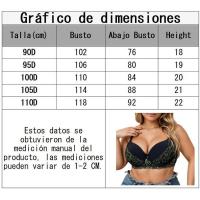 Sujetador transpirable sexy con realce para mujer, estampado floral, talla grande, con ropa interior de acero, copa D - details 0