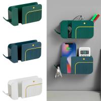 Caja de almacenamiento de plástico para Control remoto, montado en la pared para estante de almacenamiento 2 en 1 teléfono móvil, multiusos, ahorro de espacio, soporte de almacenamiento de restos - details 0