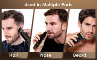 Cortapelos para hombres con cuchilla en T, afeitadora eléctrica, afeitadora, juego de recortador de pelo de nariz, recortador de barba, kit de aseo 3 en 1 para nariz, oreja, cuerpo, cara, bigote, regalos para padre para él - details 1