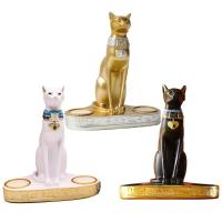 Estatua de Gato Egipcio Vintage Figura de Gato diosa de Resina para Decoración del Hogar Portavelas - details 8