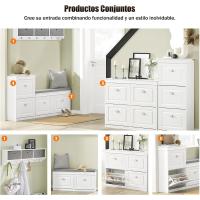 4 Puertas Armarios Dormitorio Recibidor Entrada Organizador para Zapatos Blanco 105 x 24 x 83 cm FSR79-W ES - details 3