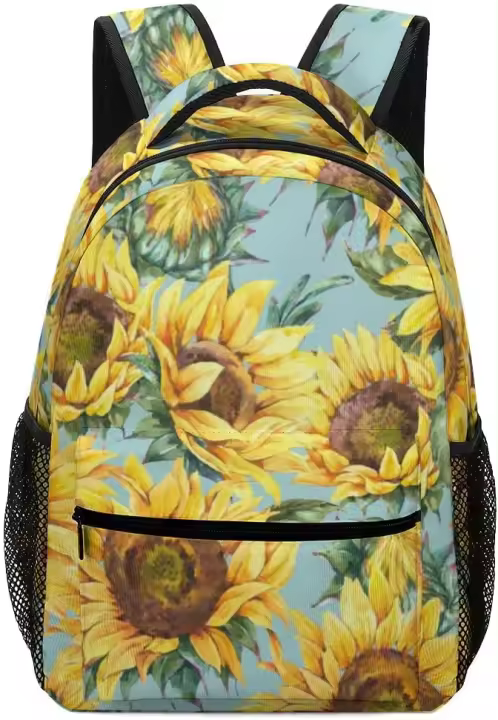 Mochila de lona para hombre y mujer, morral ligero para ordenador portátil, resistente, informal, para gimnasio, girasol - 1